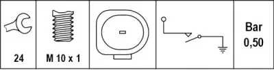 Auténtico Interruptor de control de la presión de aceite HELLA 6ZL 008 280-001